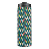 Mid-Century modern Blauwgroen en koraalpatroon Thermosbeker (Voorkant)