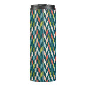 Mid-Century modern Blauwgroen en koraalpatroon Thermosbeker (Achterkant)