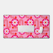 Mid Century Modern Bloempatroon Roze Retro Bureaumat (Keyboard & Muis)