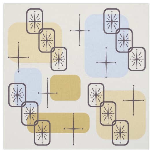 Mid Century Modern Blue Gold Stof (Swatch)