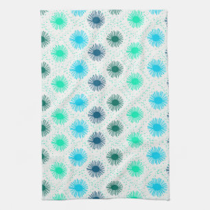 Mid Century Modern Blue Green Kitchen Tea Towel Theedoek