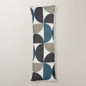 Mid-Century Modern Blue Grey Gunmetal Lichaamskussen (Achterkant (Verticaal))