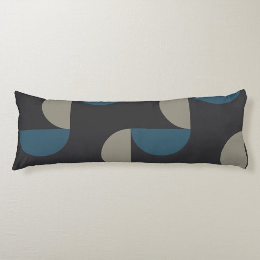 Mid-Century Modern Blue Grey Gunmetal Lichaamskussen (Voorkant)