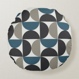 Mid-Century Modern Blue Grey Gunmetal Rond Kussen