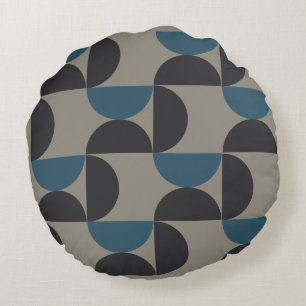 Mid-Century Modern Blue Grey Gunmetal Rond Kussen
