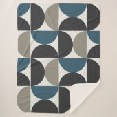 Mid-Century Modern Blue Grey Gunmetal Sherpa Deken (Voorkant)