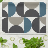 Mid-Century Modern Blue Grey Gunmetal Theedoek (Gevouwen)