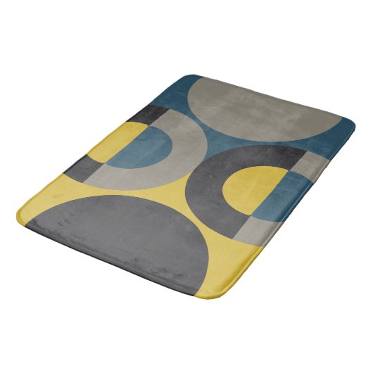 Mid-Century Modern Blue yellow Gunmetal Badmat (Gekanteld)