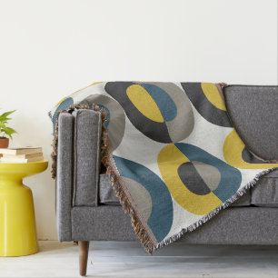 Mid-Century Modern Blue yellow Gunmetal Deken
