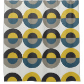 Mid-Century Modern Blue yellow Gunmetal Douchegordijn (Voorkant)