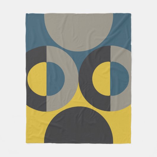 Mid-Century Modern Blue yellow Gunmetal Fleece Deken (Voorkant)