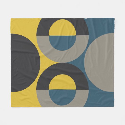 Mid-Century Modern Blue yellow Gunmetal Fleece Deken (Voorkant (Horizontaal))