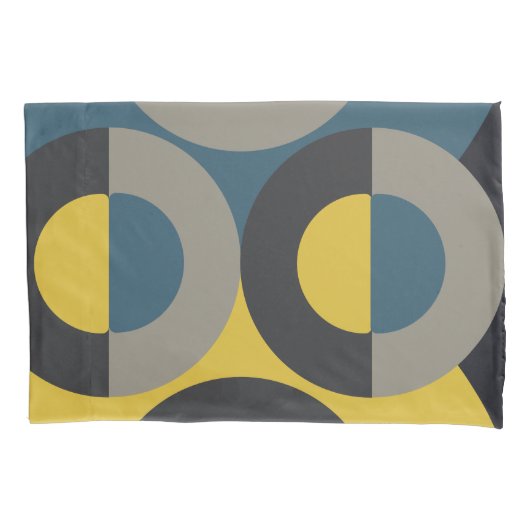 Mid-Century Modern Blue yellow Gunmetal Kussensloop (Voorkant)