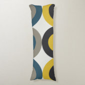 Mid-Century Modern Blue yellow Gunmetal Lichaamskussen (Voorkant Verticaal)