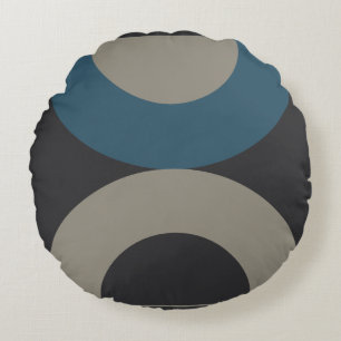 Mid-Century Modern Blue yellow Gunmetal Rond Kussen