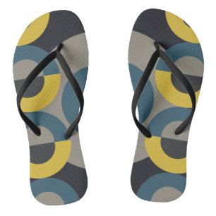Mid-Century Modern Blue yellow Gunmetal Teenslippers