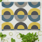 Mid-Century Modern Blue yellow Gunmetal Theedoek (Gevouwen)