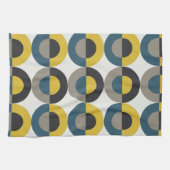 Mid-Century Modern Blue yellow Gunmetal Theedoek (Horizontaal)