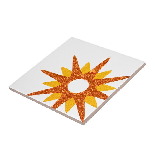 Mid-Century Modern Bold Red-Oranje keramische tege Tegeltje (Zijkant)