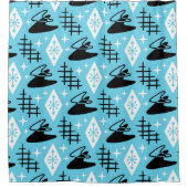 Mid Century Modern Boomerang Pattern Douchegordijn (Voorkant)