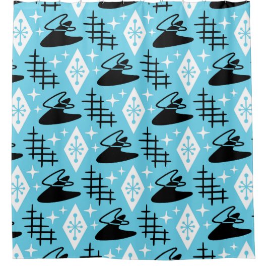 Mid Century Modern Boomerang Pattern Douchegordijn (Voorkant)