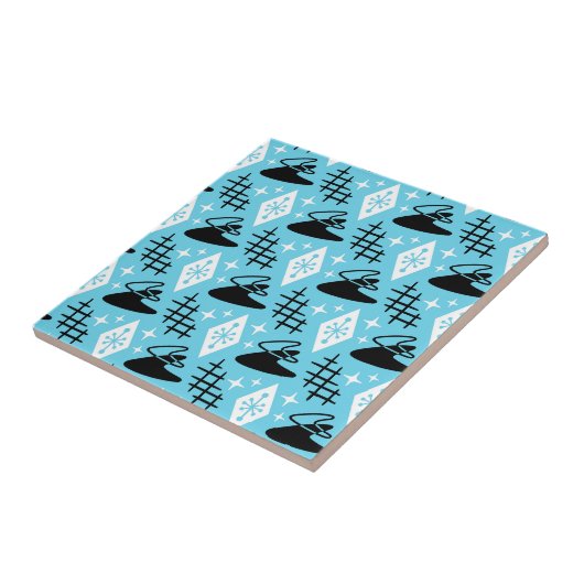 Mid Century Modern Boomerang Pattern Tegeltje (Zijkant)