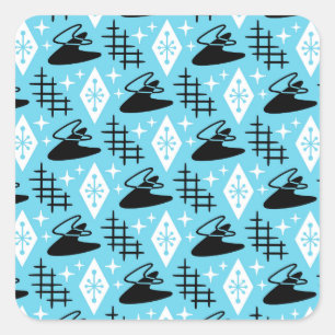 Mid Century Modern Boomerang Pattern Vierkante Sticker