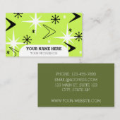 Mid Century Modern Boomerangs Chartreuse Visitekaartje (Voorkant / Achterkant)