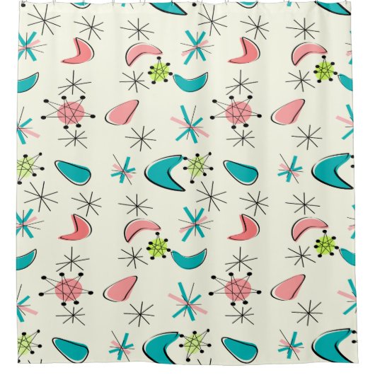 Mid-Century Modern Boomerangs Douchegordijn (Voorkant)