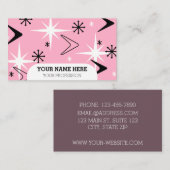 Mid Century Modern Boomerangs Roze Visitekaartje (Voorkant / Achterkant)