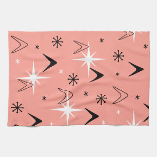 Mid Century Modern Boomerangs Salmon Pink Theedoek