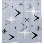 Mid Century Modern Boomerangs Silver Blue Douchegordijn (Voorkant)