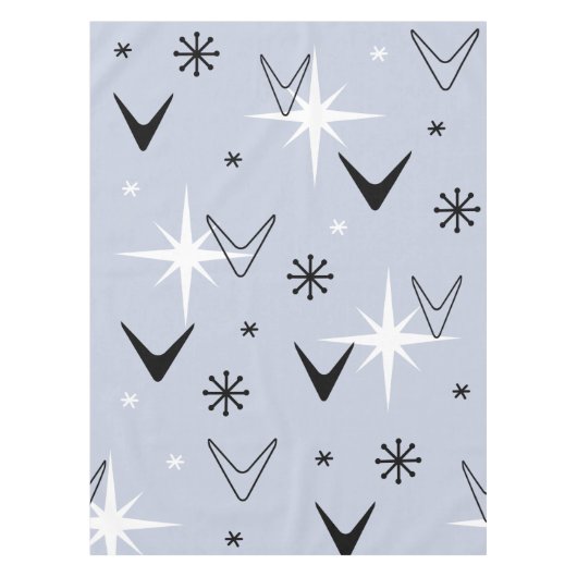 Mid Century Modern Boomerangs Silver Blue Tafelkleed (Voorkant)