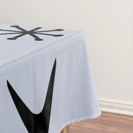 Mid Century Modern Boomerangs Silver Blue Tafelkleed (Voorbeeld)