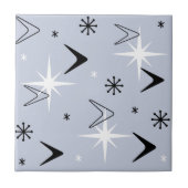 Mid Century Modern Boomerangs Silver Blue Tegeltje (Voorkant)