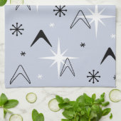 Mid Century Modern Boomerangs Silver Blue Theedoek (Gevouwen)