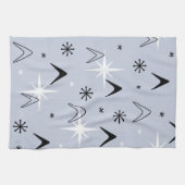 Mid Century Modern Boomerangs Silver Blue Theedoek (Horizontaal)