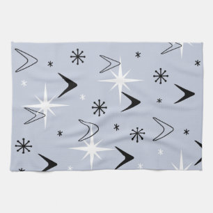 Mid Century Modern Boomerangs Silver Blue Theedoek