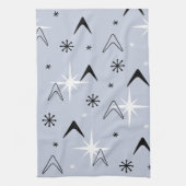 Mid Century Modern Boomerangs Silver Blue Theedoek (Verticaal)