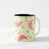 Mid-Century Modern Boomerangs Tweekleurige Koffiemok (Voorkant rechts)