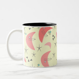 Mid-Century Modern Boomerangs Tweekleurige Koffiemok