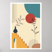 Mid-Century Modern Botanical Art Print, Poster (Voorkant)