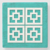 Mid Century Modern Breeze Blocks Aqua Onderzetters (Voorkant)