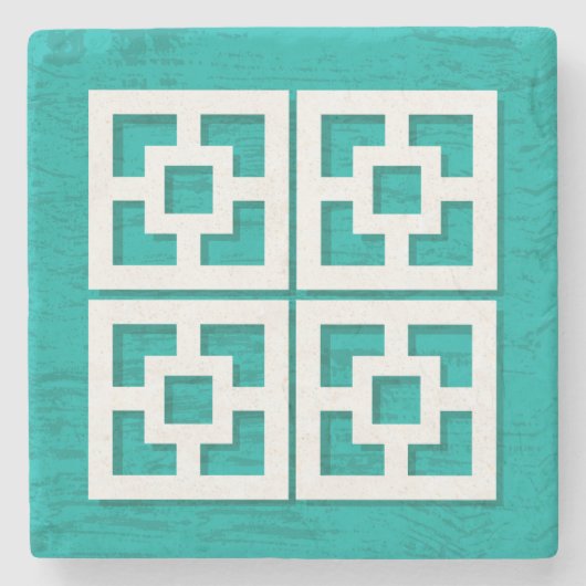 Mid Century Modern Breeze Blocks Aqua Onderzetters (Voorkant)