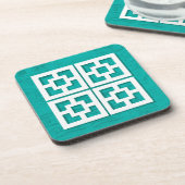 Mid Century Modern Breeze Blocks Aqua Onderzetters (Linkerzijde)