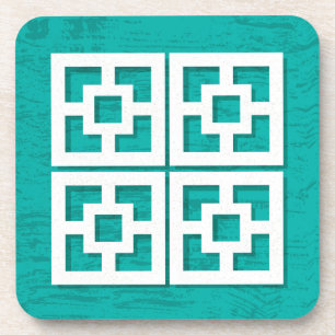 Mid Century Modern Breeze Blocks Aqua Onderzetters