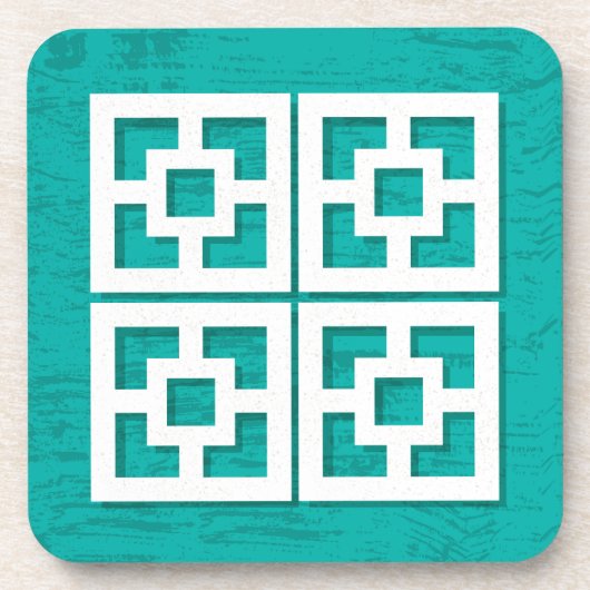 Mid Century Modern Breeze Blocks Aqua Onderzetters (Voorkant)