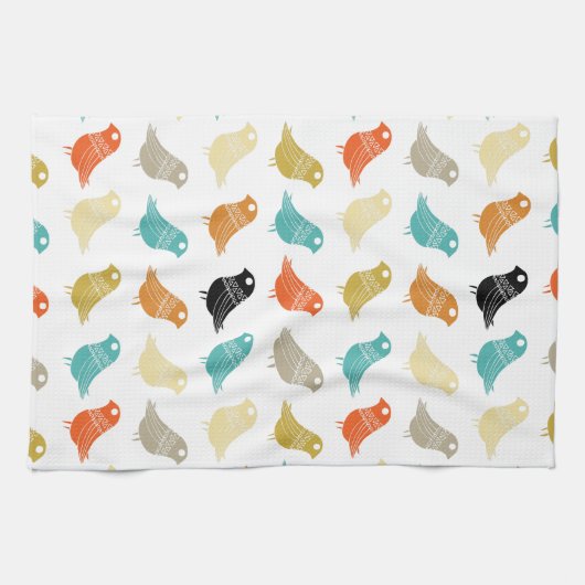 Mid Century Modern Bright Colorful Retro Theedoek (Horizontaal)