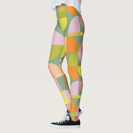 Mid Century Modern Bright, kleurrijk, vers geometr Leggings (Links)