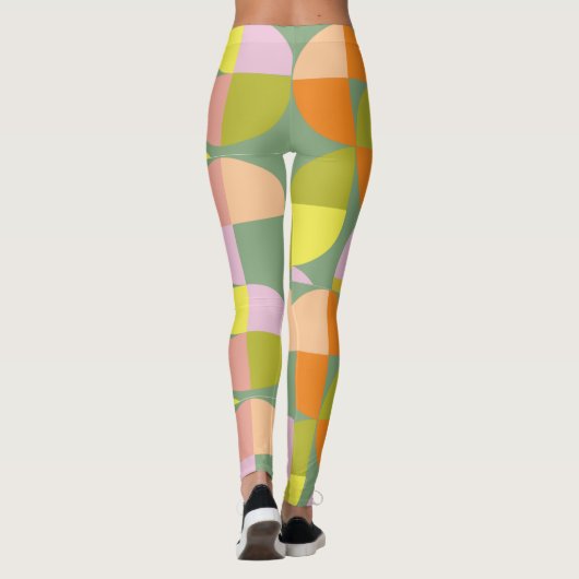 Mid Century Modern Bright, kleurrijk, vers geometr Leggings (Achterkant)